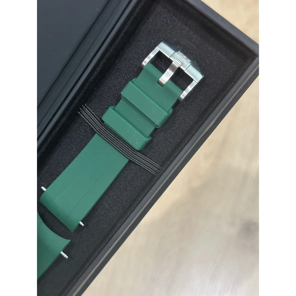 Horus Green Rubber Watch Strap Silver Buckle for Rolex Audemars Piguet Panerai